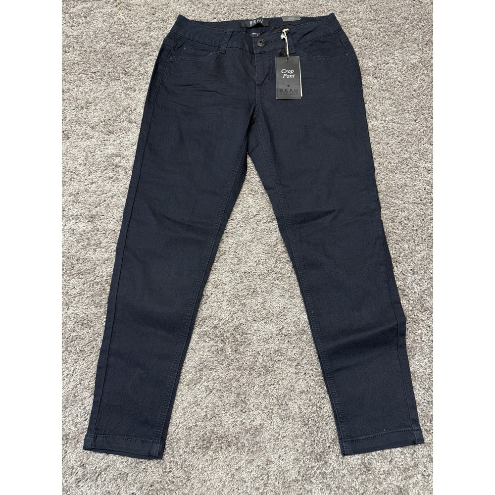 Beau Dawson Jeans Women's Size 4P Blue Dark Wash Cropped‎ W/ Rhinestones Y2K